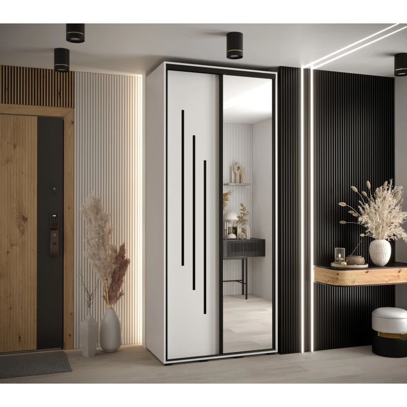 Šatní skříň ASIRI 9 - 120/45 cm, bílá / černá