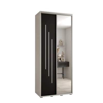 Šatní skříň ASIRI 9 - 120/45 cm, bílá / černá / stříbrná
