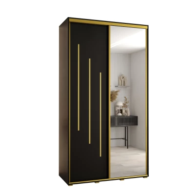Šatní skříň ASIRI 9 - 130/60 cm, černá / zlatá
