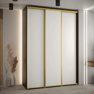 Šatní skříň ASIRI 1 - 180/45 cm, černá / bílá / zlatá
