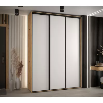 Šatní skříň ASIRI 1 - 180/45 cm, dub artisan / bílá / černá