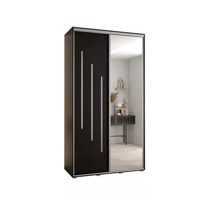 Šatní skříň ASIRI 9 - 130/45 cm, černá / stříbrná