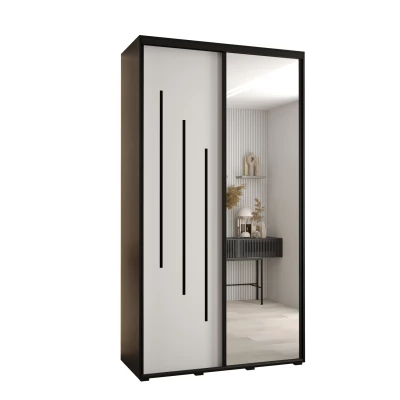 Šatní skříň ASIRI 9 - 130/45 cm, černá / bílá / černá