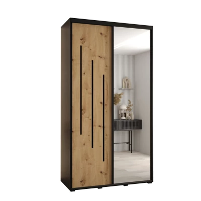 Šatní skříň ASIRI 9 - 130/45 cm, černá / dub artisan / černá