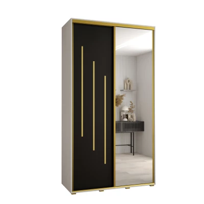Šatní skříň ASIRI 9 - 130/45 cm, bílá / černá / zlatá