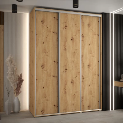 Šatní skříň ASIRI 1 - 180/45 cm, dub artisan / stříbrná