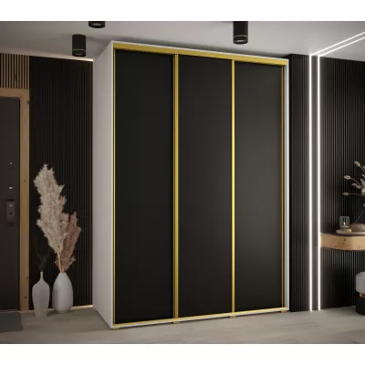 Šatní skříň ASIRI 1 - 180/60 cm, bílá / černá / zlatá