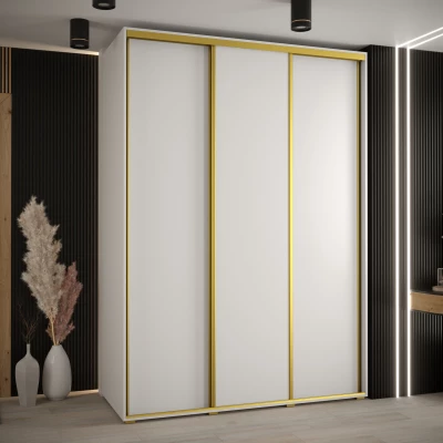 Šatní skříň ASIRI 1 - 180/60 cm, bílá / zlatá