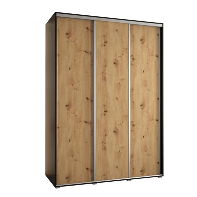 Šatní skříň ASIRI 1 - 180/60 cm, černá / dub artisan / stříbrná