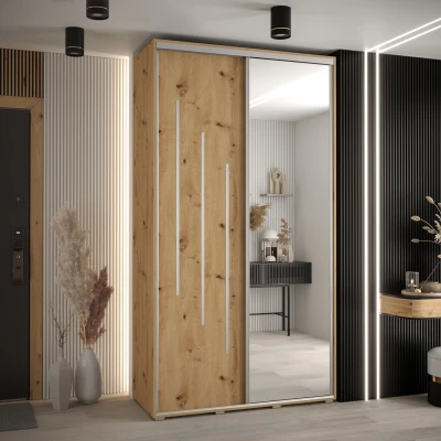 Šatní skříň ASIRI 9 - 140/60 cm, dub artisan / stříbrná