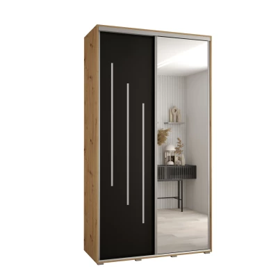 Šatní skříň ASIRI 9 - 140/60 cm, dub artisan / černá / stříbrná