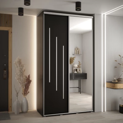 Šatní skříň ASIRI 9 - 140/60 cm, černá / stříbrná