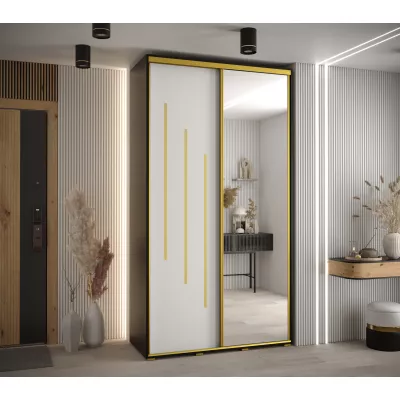 Šatní skříň ASIRI 9 - 140/60 cm, černá / bílá / zlatá