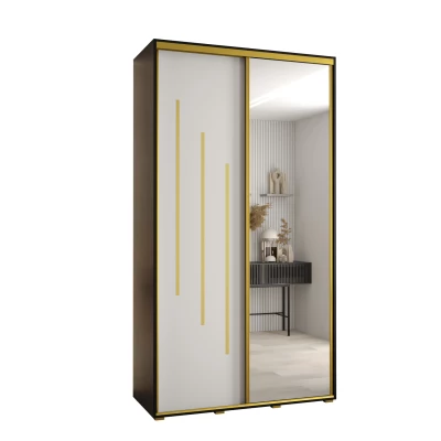 Šatní skříň ASIRI 9 - 140/60 cm, černá / bílá / zlatá