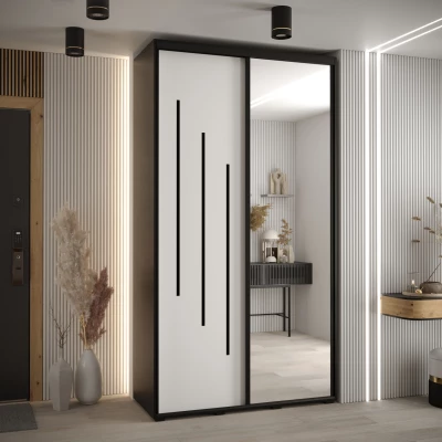 Šatní skříň ASIRI 9 - 140/60 cm, černá / bílá / černá