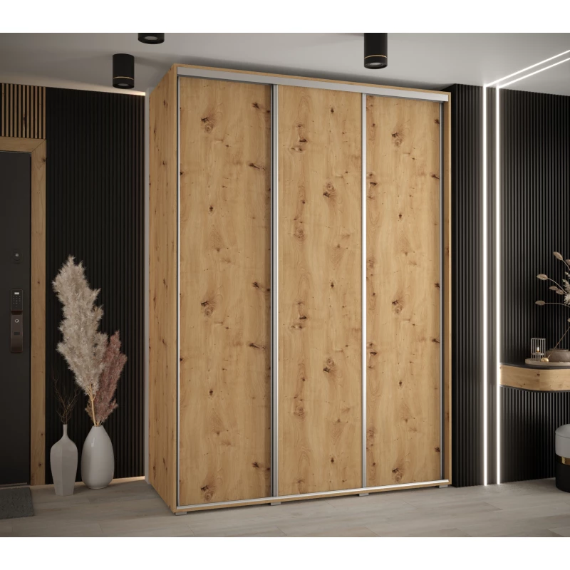 Šatní skříň ASIRI 1 - 180/60 cm, dub artisan / stříbrná