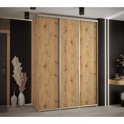 Šatní skříň ASIRI 1 - 180/60 cm, dub artisan / stříbrná