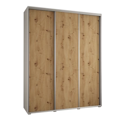 Šatní skříň ASIRI 1 - 190/60 cm, bílá / dub artisan / stříbrná
