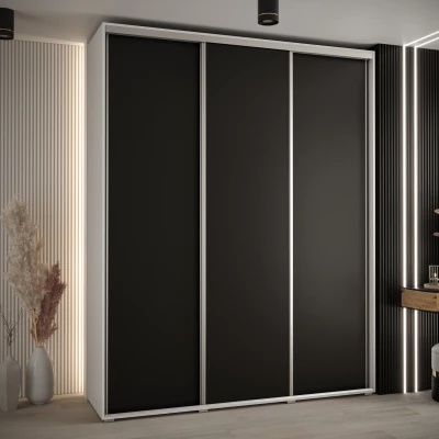 Šatní skříň ASIRI 1 - 190/60 cm, bílá / černá / stříbrná