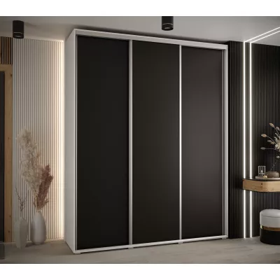Šatní skříň ASIRI 1 - 190/60 cm, bílá / černá / stříbrná