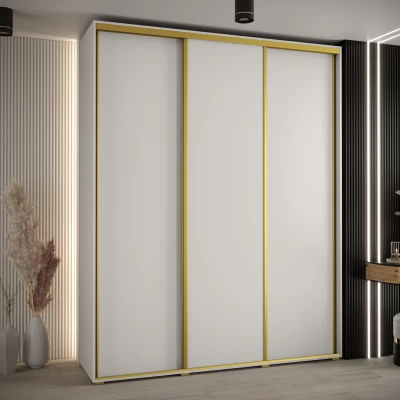 Šatní skříň ASIRI 1 - 190/60 cm, bílá / zlatá