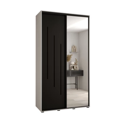 Šatní skříň ASIRI 9 - 140/45 cm, bílá / černá / černá