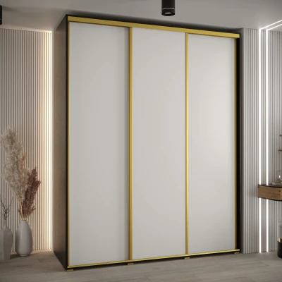 Šatní skříň ASIRI 1 - 190/60 cm, černá / bílá / zlatá