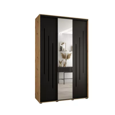 Šatní skříň ASIRI 9 - 150/60 cm, dub artisan / černá / černá