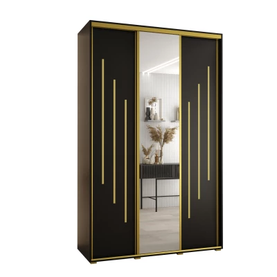 Šatní skříň ASIRI 9 - 150/60 cm, černá / zlatá
