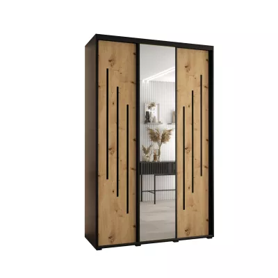 Šatní skříň ASIRI 9 - 150/60 cm, černá / dub artisan / černá