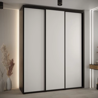 Šatní skříň ASIRI 1 - 190/45 cm, černá / bílá / černá