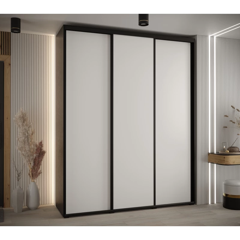 Šatní skříň ASIRI 1 - 190/45 cm, černá / bílá / černá