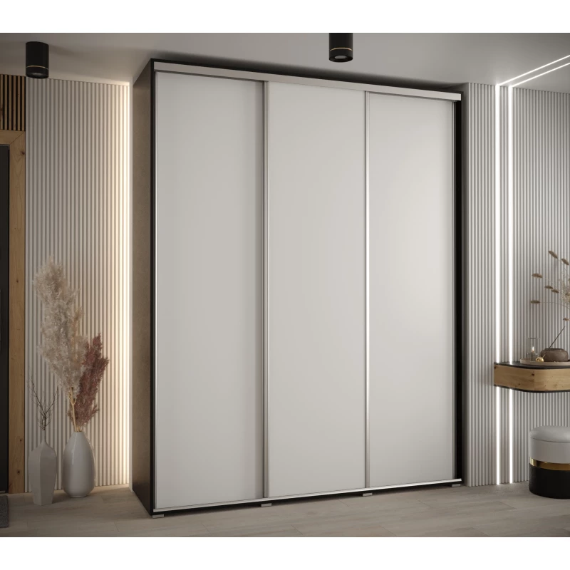 Šatní skříň ASIRI 1 - 190/45 cm, černá / bílá / stříbrná