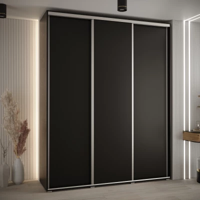 Šatní skříň ASIRI 1 - 190/45 cm, černá / stříbrná