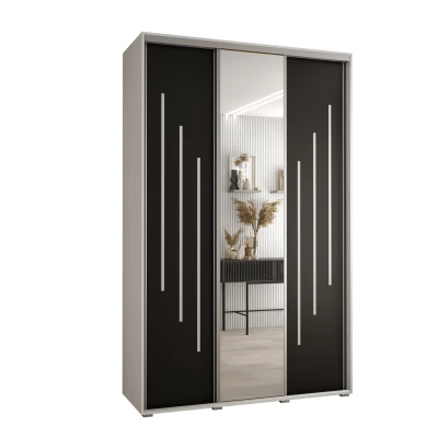 Šatní skříň ASIRI 9 - 150/45 cm, bílá / černá / stříbrná