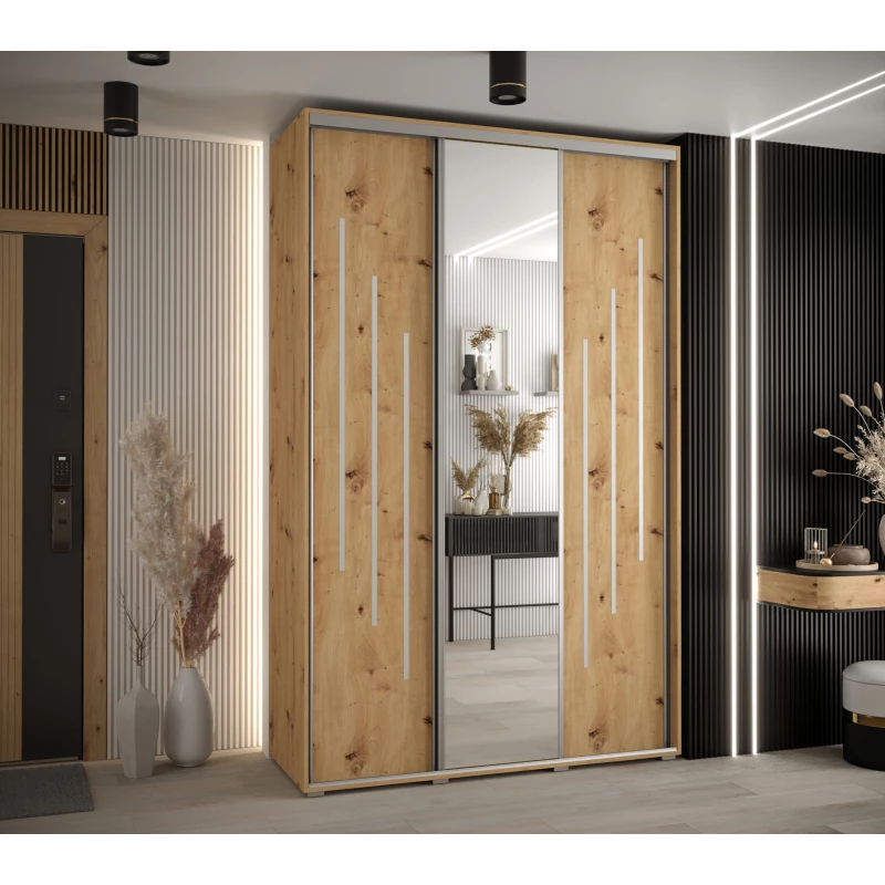 Šatní skříň ASIRI 9 - 160/60 cm, dub artisan / stříbrná