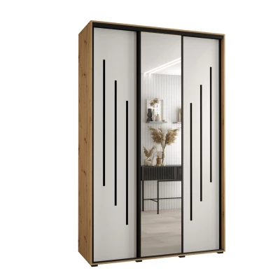 Šatní skříň ASIRI 9 - 160/60 cm, dub artisan / bílá / černá