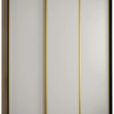 Šatní skříň ASIRI 1 - 200/45 cm, černá / bílá / zlatá