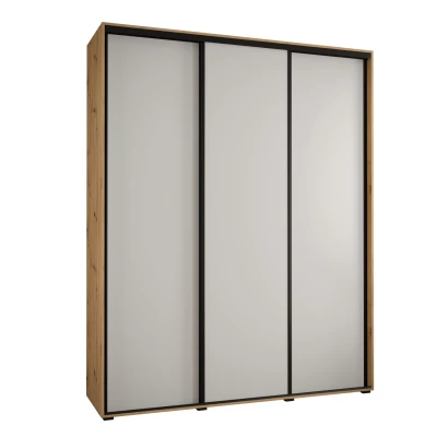 Šatní skříň ASIRI 1 - 200/45 cm, dub artisan / bílá / černá