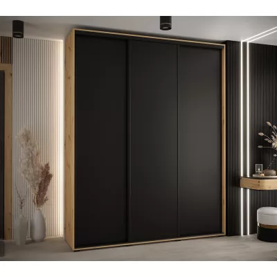 Šatní skříň ASIRI 1 - 200/45 cm, dub artisan / černá / černá