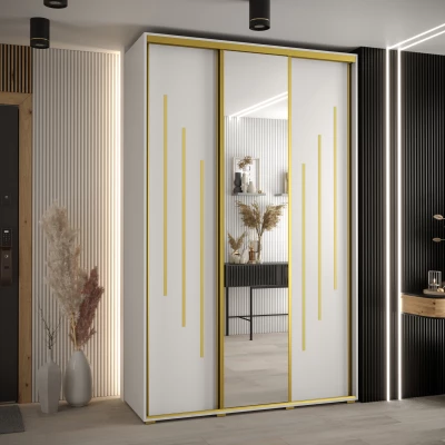 Šatní skříň ASIRI 9 - 160/60 cm, bílá / zlatá