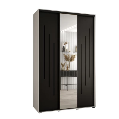 Šatní skříň ASIRI 9 - 160/60 cm, bílá / černá / černá