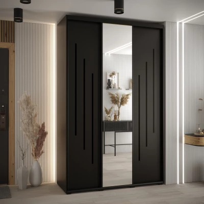 Šatní skříň ASIRI 9 - 160/45 cm, černá / černá