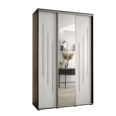 Šatní skříň ASIRI 9 - 160/45 cm, černá / bílá / stříbrná