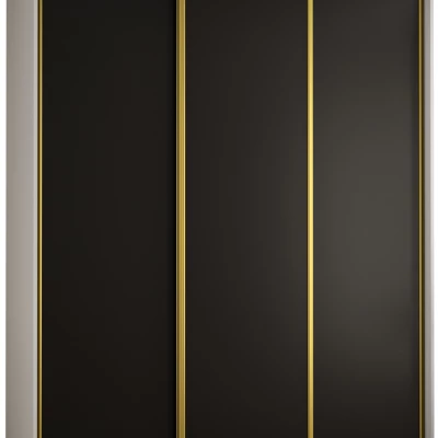 Šatní skříň ASIRI 1 - 200/60 cm, bílá / černá / zlatá
