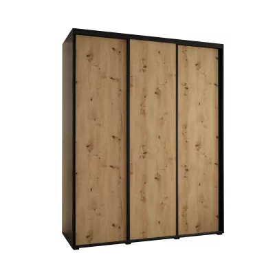 Šatní skříň ASIRI 1 - 200/60 cm, černá / dub artisan / černá