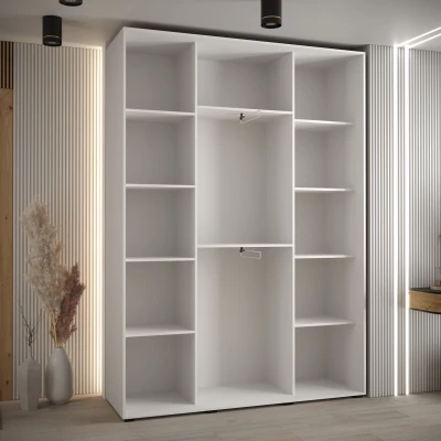 Šatní skříň ASIRI 9 - 160/45 cm, bílá / černá / stříbrná