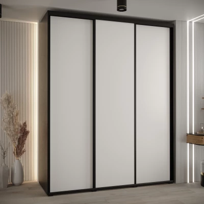 Šatní skříň ASIRI 1 - 200/60 cm, černá / bílá / černá