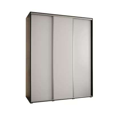 Šatní skříň ASIRI 1 - 200/60 cm, černá / bílá / stříbrná