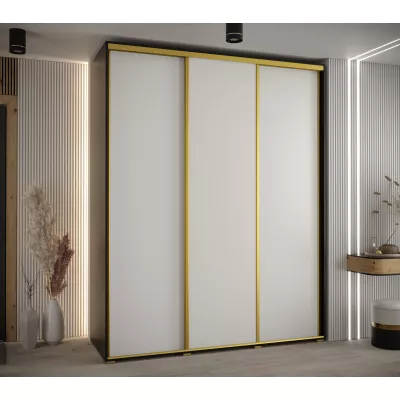 Šatní skříň ASIRI 1 - 200/60 cm, černá / bílá / zlatá